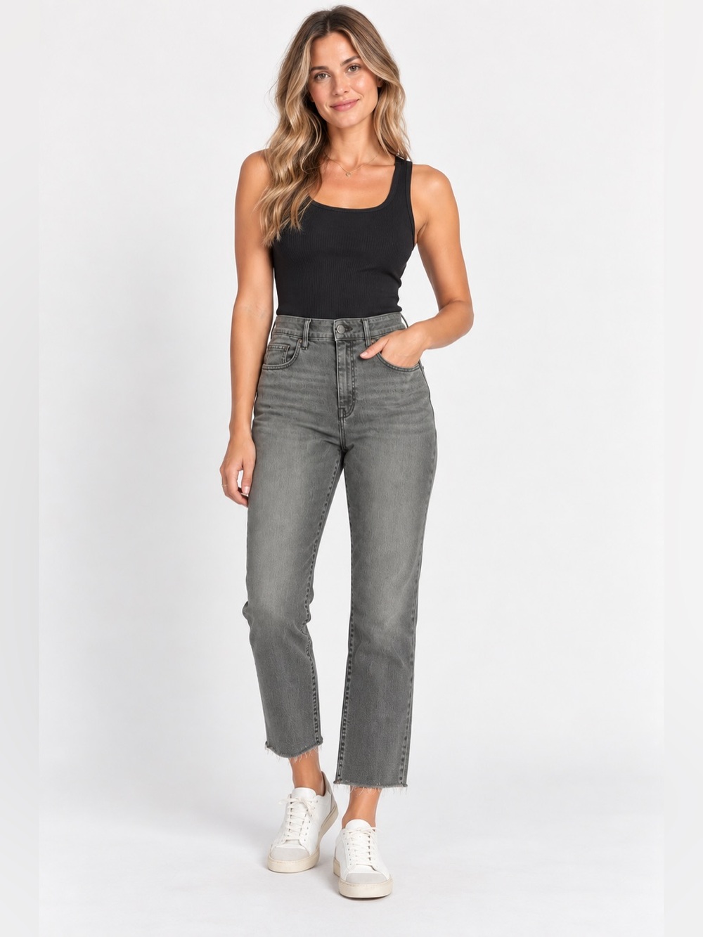 DL1961 Size 29 Gray Ankle Length Straight Leg Stretch Jeans